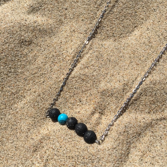 Jewelry - Lava Bead Oil Diffuser Necklace w Turquoise Bead Jewelry - Lava Bead Oil Diffuser Necklace w Turquoise Bead